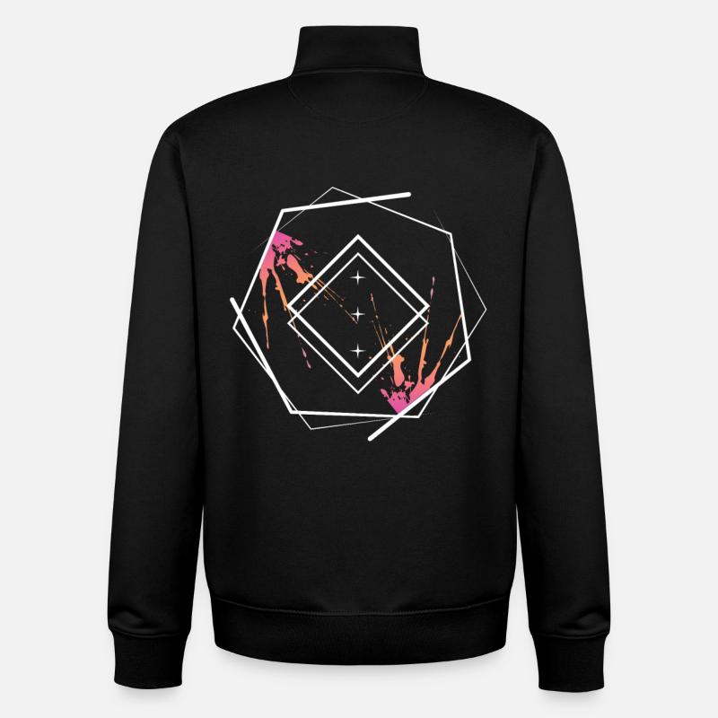 Geometric Diamond Frame Neon - Unisex Organic Zip Sweatshirt by Stanley/Stella - black