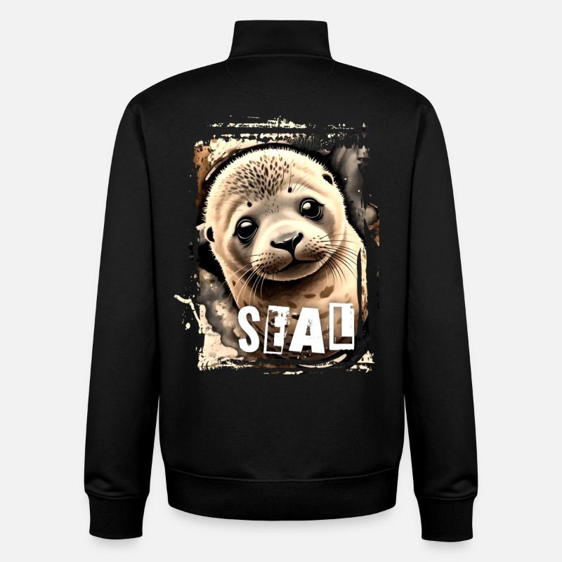 Phoque bébé phoque - Sweat zippé unisexe en coton bio Stanley/Stella - noir