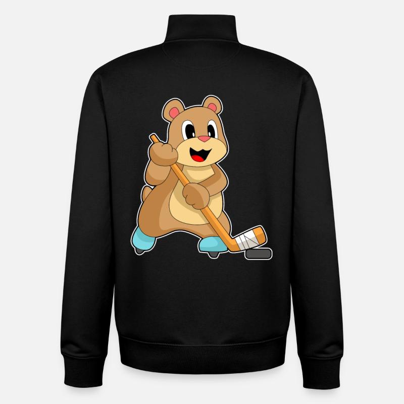 Bär Eishockey Eishockeyschläger - Unisex Organic Zip Sweatshirt von Stanley/Stella - Schwarz