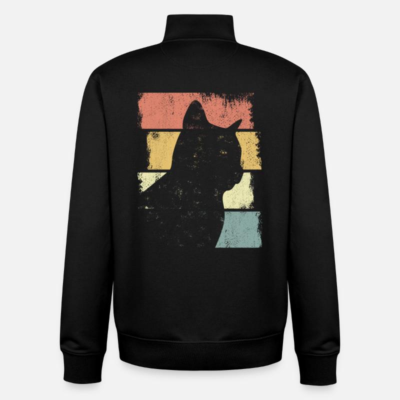 Croquis de chat - Sweat zippé unisexe en coton bio Stanley/Stella - noir
