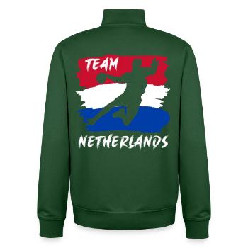 Handballmannschaft Niederlande - Unisex Organic Zip Sweatshirt von Stanley/Stella - Flaschengrün - Hinten - AI Model Male 185 dark (185cm)