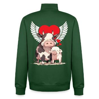 Amoureux des animaux Amoureux des animaux Vache Cochon Bien-être animal Coeur - Sweat zippé unisexe en coton bio Stanley/Stella - vert bouteille - Dos - AI Model Male 185 dark (185cm)