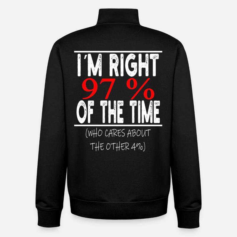 Witzer Spruch Rechthaber - Unisex Organic Zip Sweatshirt von Stanley/Stella - Schwarz