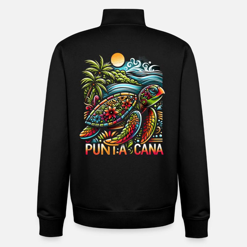 Ambiance à Punta Cana - Sweat zippé unisexe en coton bio Stanley/Stella - noir