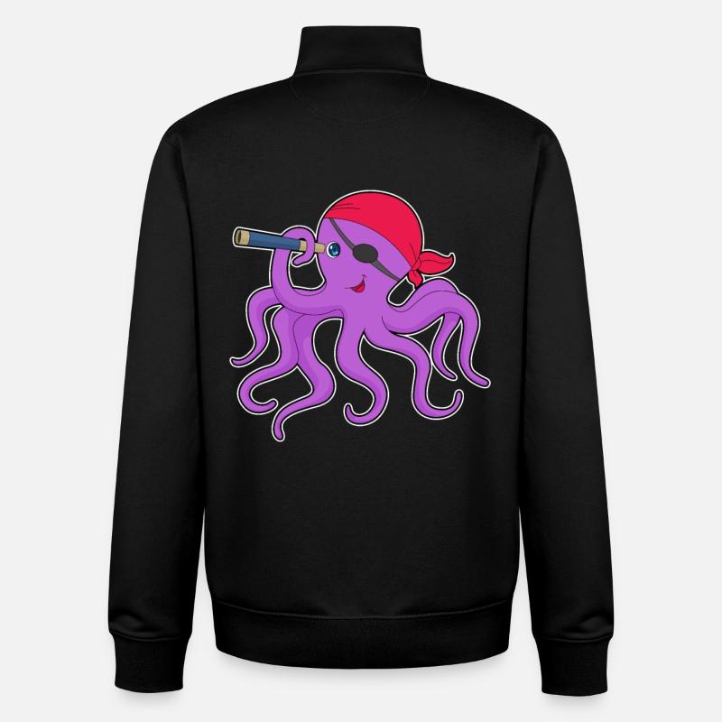 Jumelles Octopus Pirate - Sweat zippé unisexe en coton bio Stanley/Stella - noir