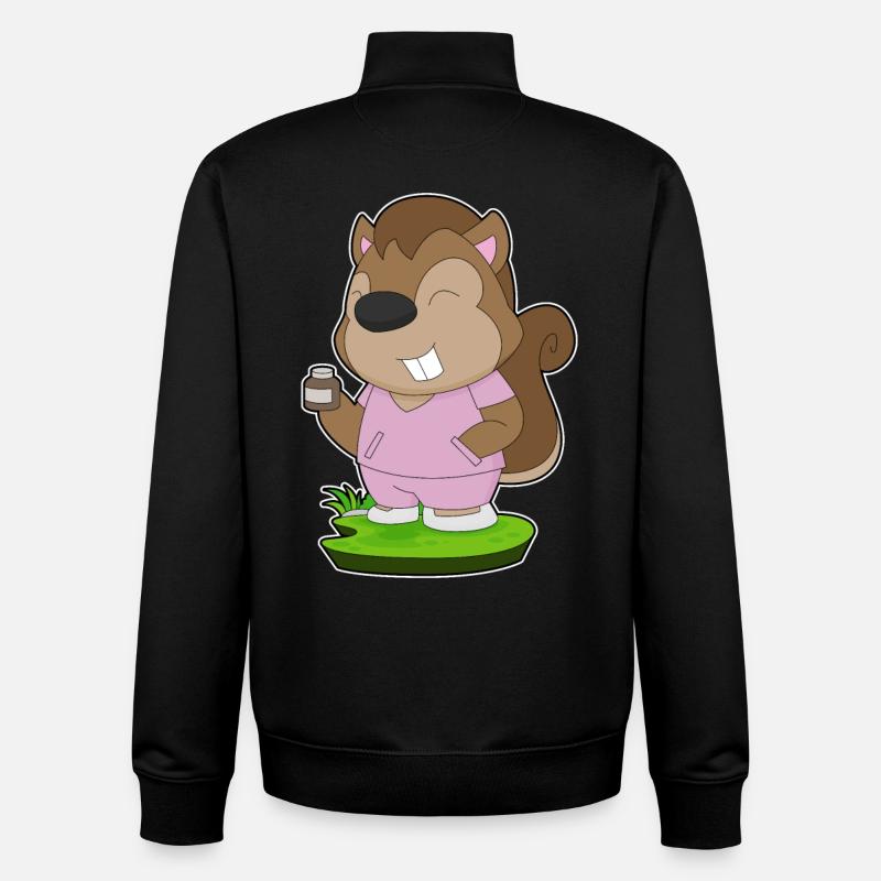 Médecine infirmière écureuil - Sweat zippé unisexe en coton bio Stanley/Stella - noir