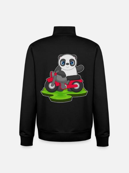 Panda Motorcycle - Unisex Organic Zip Sweatshirt by Stanley/Stella - black