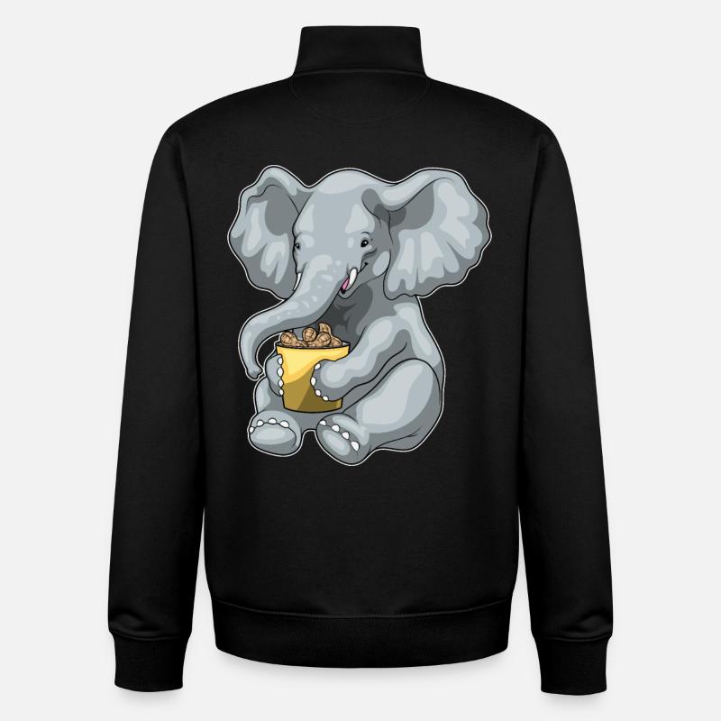 Cacahuètes éléphant - Sweat zippé unisexe en coton bio Stanley/Stella - noir