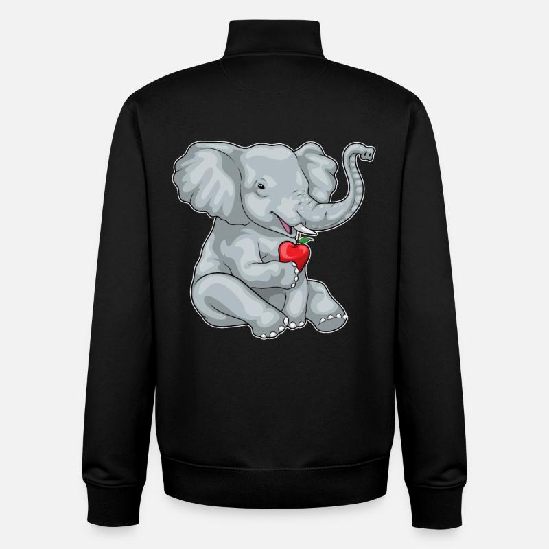 Éléphant Pomme Fruit - Sweat zippé unisexe en coton bio Stanley/Stella - noir