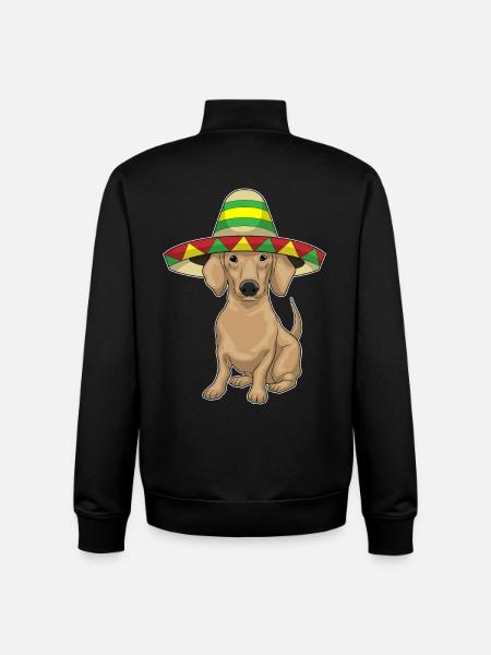 Dachshund Sombrero - Unisex Organic Zip Sweatshirt by Stanley/Stella - black