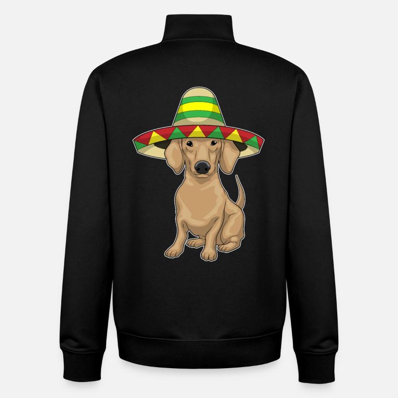 Teckel chapeau mexicain - Sweat zippé unisexe en coton bio Stanley/Stella - noir