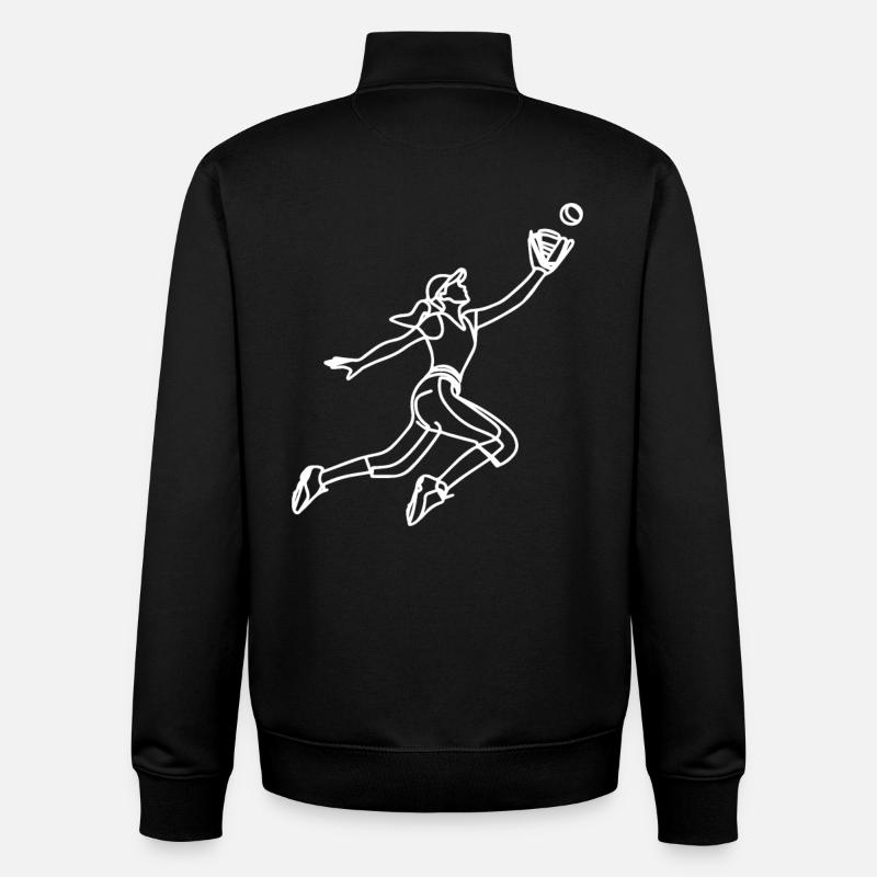Female baseball player drawing - Unisex Organic Zip Sweatshirt by Stanley/Stella - black