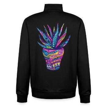 Aloe Vera Psychedelic Succulent Plant Garden - Unisex Organic Zip Sweatshirt by Stanley/Stella - black - Back - AI Model Male 185 light (185cm)