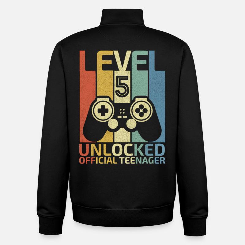 Niveau 5 Débloqué officiel adolescent - Sweat zippé unisexe en coton bio Stanley/Stella - noir