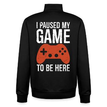Ich pausierte mein Spiel, um hier zu sein - Unisex Organic Zip Sweatshirt von Stanley/Stella - Schwarz - Hinten - AI Model Male 185 light (185cm)