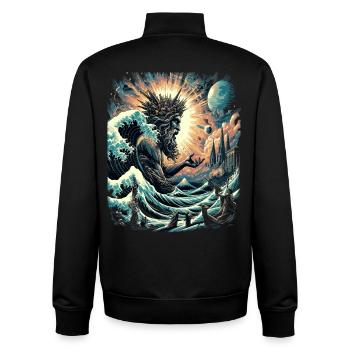 Poseidons Große Welle vor Kanagawa - Unisex Organic Zip Sweatshirt von Stanley/Stella - Schwarz - Hinten - AI Model Male 185 light (185cm)