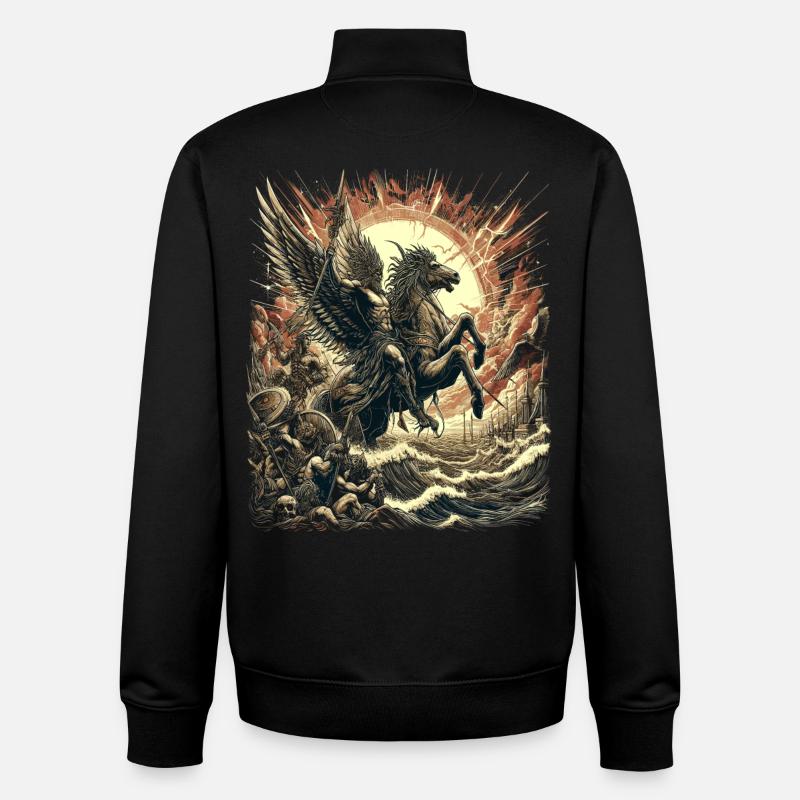 Mythe du Cavalier Divin - Sweat zippé unisexe en coton bio Stanley/Stella - noir