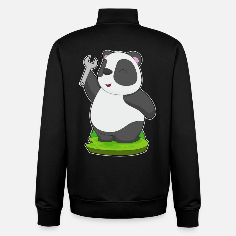 Clé artisanale Panda - Sweat zippé unisexe en coton bio Stanley/Stella - noir