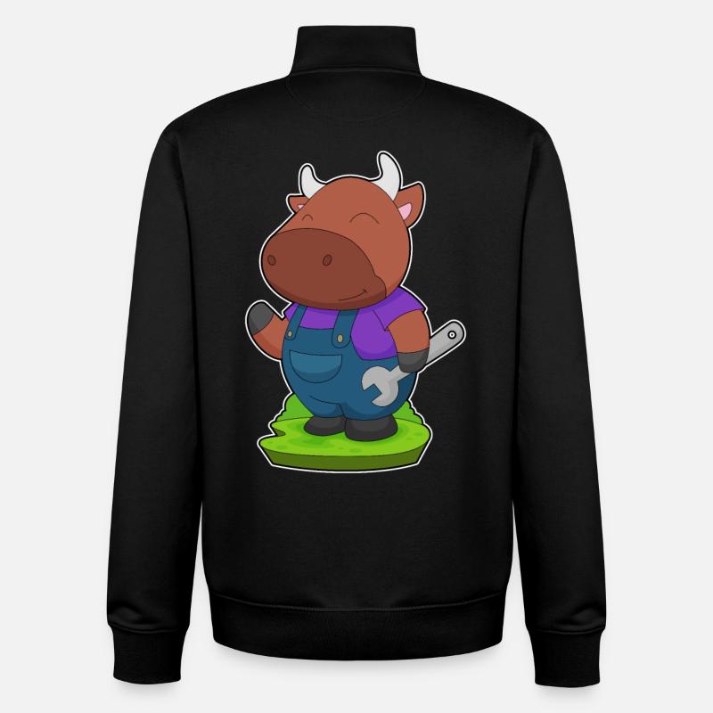 Atelier de clé mécanique Bull - Sweat zippé unisexe en coton bio Stanley/Stella - noir