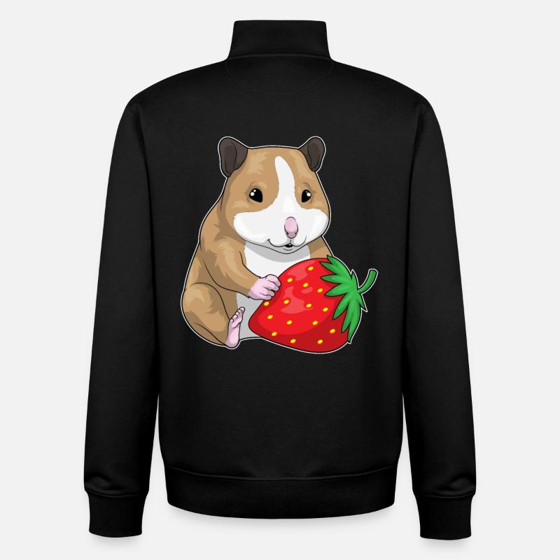 Hamster Fraise Fruit - Sweat zippé unisexe en coton bio Stanley/Stella - noir