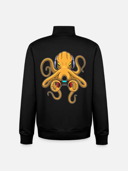 Octopus Gamer Controller - Unisex Organic Zip Sweatshirt by Stanley/Stella - black