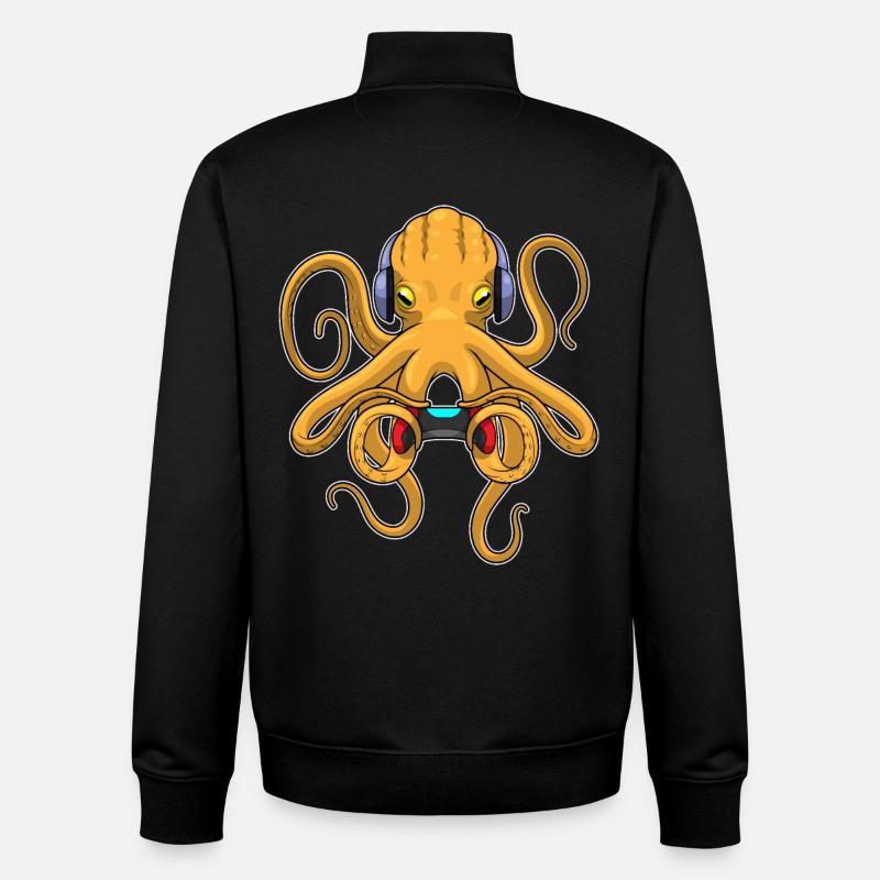 Krake Gamer Controller - Unisex Organic Zip Sweatshirt von Stanley/Stella - Schwarz