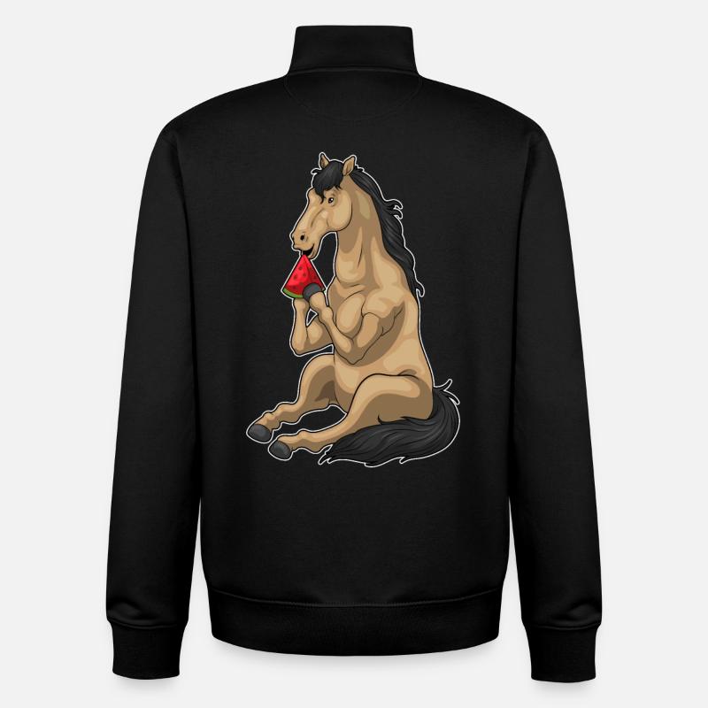 Pferd Wassermelone Frucht - Unisex Organic Zip Sweatshirt von Stanley/Stella - Schwarz