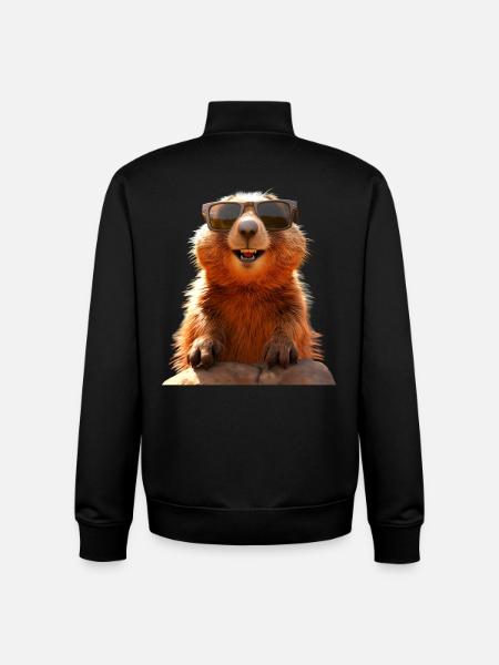 Murmeltier mit Sonnenbrille Nagetier Erdhörnchen - Unisex Organic Zip Sweatshirt von Stanley/Stella - Schwarz