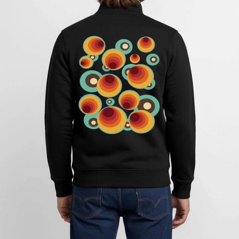 50s 60s Retro Pattern Circle Style Pattern Unisex Organic Zip Sweatshirt by Stanley/Stella