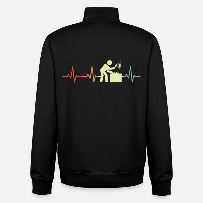 Boucher Stick Figure Heartbeat - Sweat zippé unisexe en coton bio Stanley/Stella - noir