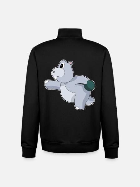Hippo Bowling Bowling Ball - Unisex Organic Zip Sweatshirt by Stanley/Stella - black