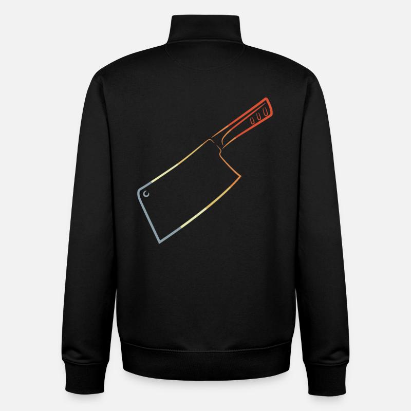 Couteau rétro - Sweat zippé unisexe en coton bio Stanley/Stella - noir