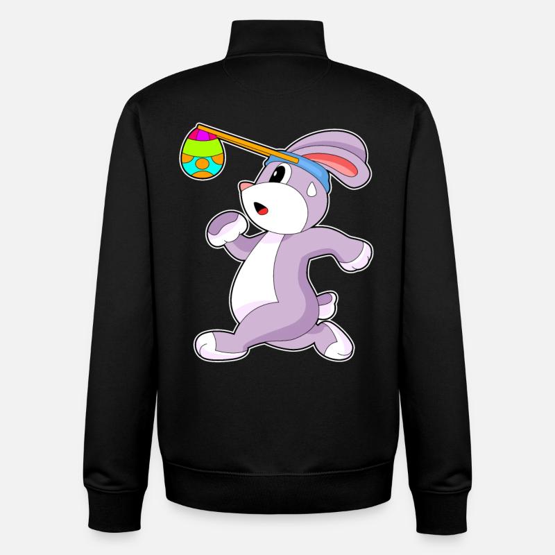 Bunny Easter Jogging - Unisex Organic Zip Sweatshirt by Stanley/Stella - black