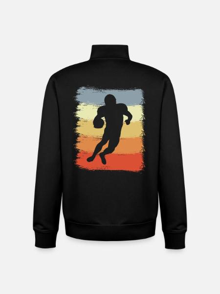 Retro Football Player - Unisex Organic Zip Sweatshirt by Stanley/Stella - black