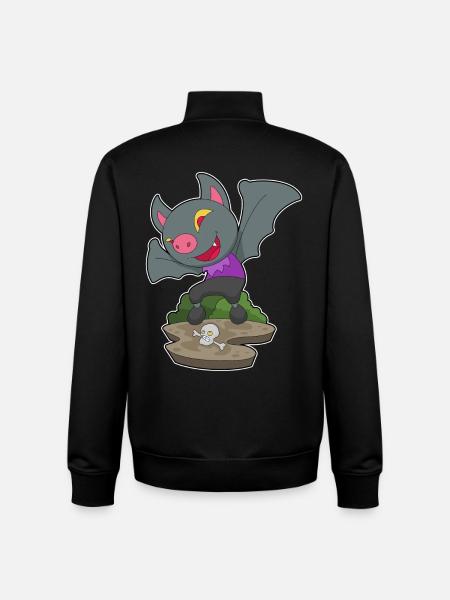 Bat Halloween Skull - Unisex Organic Zip Sweatshirt by Stanley/Stella - black
