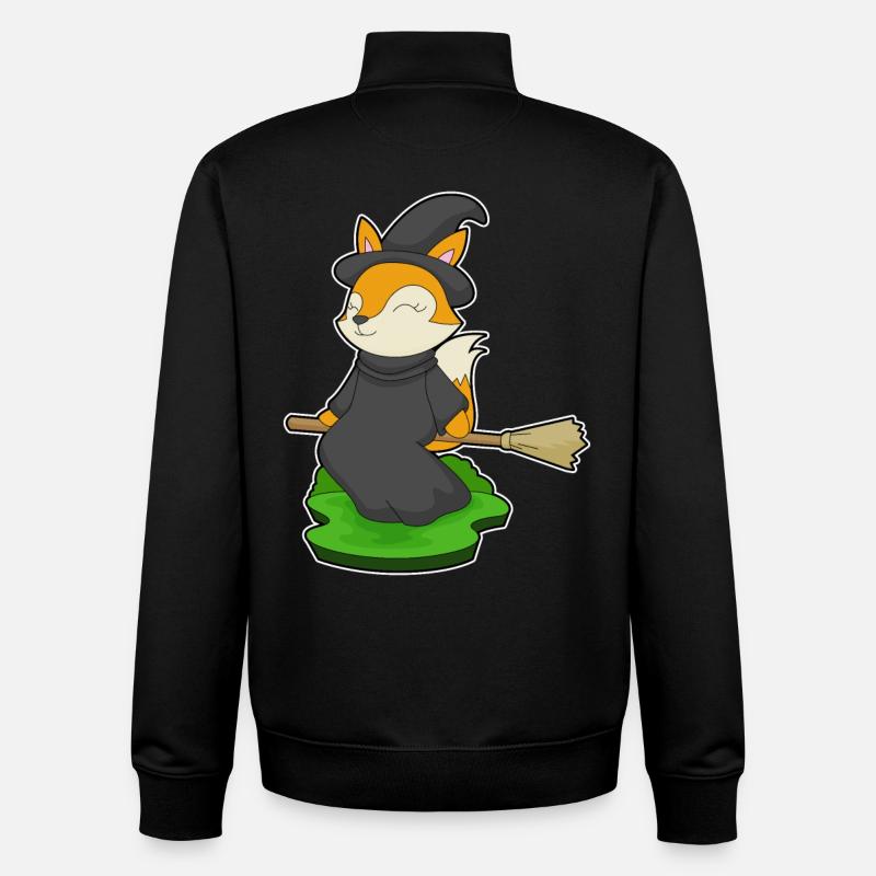 Fox Witch Broom - Unisex Organic Zip Sweatshirt by Stanley/Stella - black