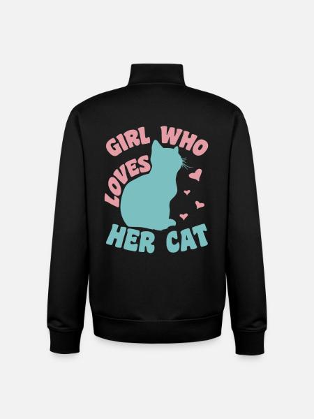 Fille de chat - Sweat zippé unisexe en coton bio Stanley/Stella - noir
