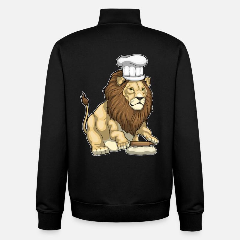 Löwe Bäcker Nudelholz Backen - Unisex Organic Zip Sweatshirt von Stanley/Stella - Schwarz