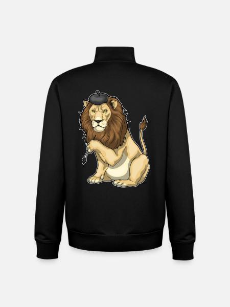 Lion Painter Brush Painting - Unisex Organic Zip Sweatshirt by Stanley/Stella - black
