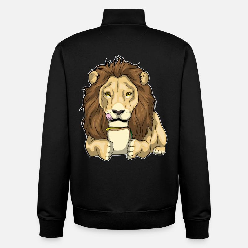 Lion Sandwich - Sweat zippé unisexe en coton bio Stanley/Stella - noir