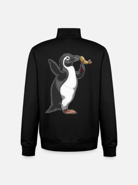 Poisson pingouin Tempura - Sweat zippé unisexe en coton bio Stanley/Stella - noir