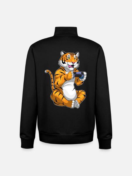Tiger Gamer Controller - Unisex Organic Zip Sweatshirt by Stanley/Stella - black