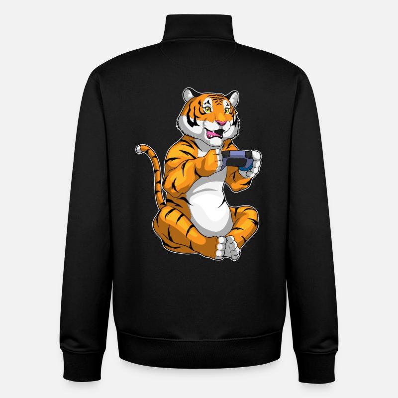 Tiger Gamer Controller - Unisex Organic Zip Sweatshirt by Stanley/Stella - black