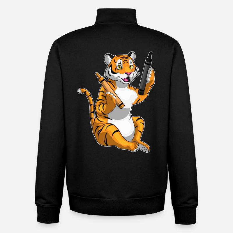 École de crayon Tiger Pupil - Sweat zippé unisexe en coton bio Stanley/Stella - noir