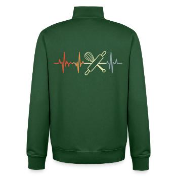 Noodle Roll Heart Line - Unisex Organic Zip Sweatshirt by Stanley/Stella - bottle green - Back - AI Model Male 185 dark (185cm)