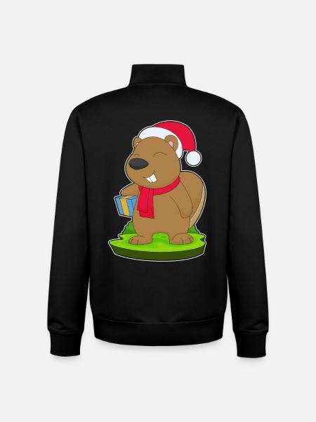 Beaver Christmas Package - Unisex Organic Zip Sweatshirt by Stanley/Stella - black