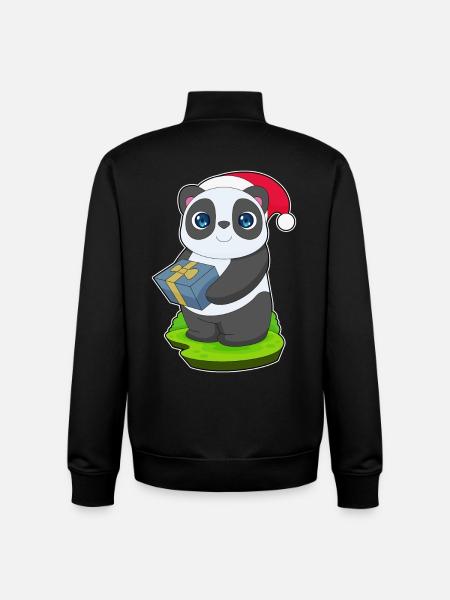 Panda Christmas Package - Unisex Organic Zip Sweatshirt by Stanley/Stella - black