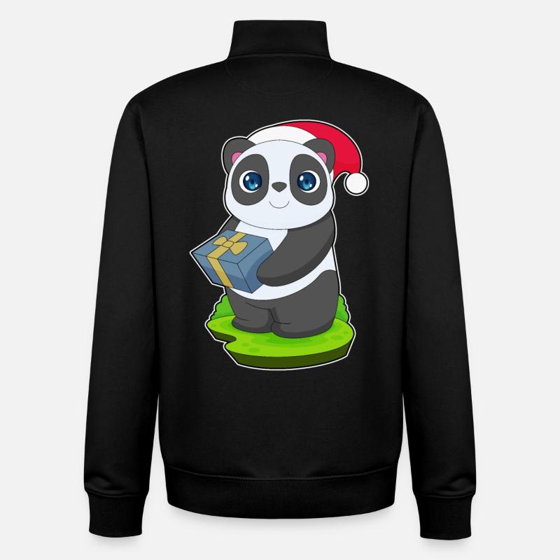 Panda Christmas Package - Unisex Organic Zip Sweatshirt by Stanley/Stella - black