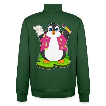 École Penguin Student Pencil - Sweat zippé unisexe en coton bio Stanley/Stella - vert bouteille - Dos - AI Model Male 185 dark (185cm)