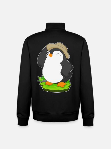 Penguin Hat - Unisex Organic Zip Sweatshirt by Stanley/Stella - black